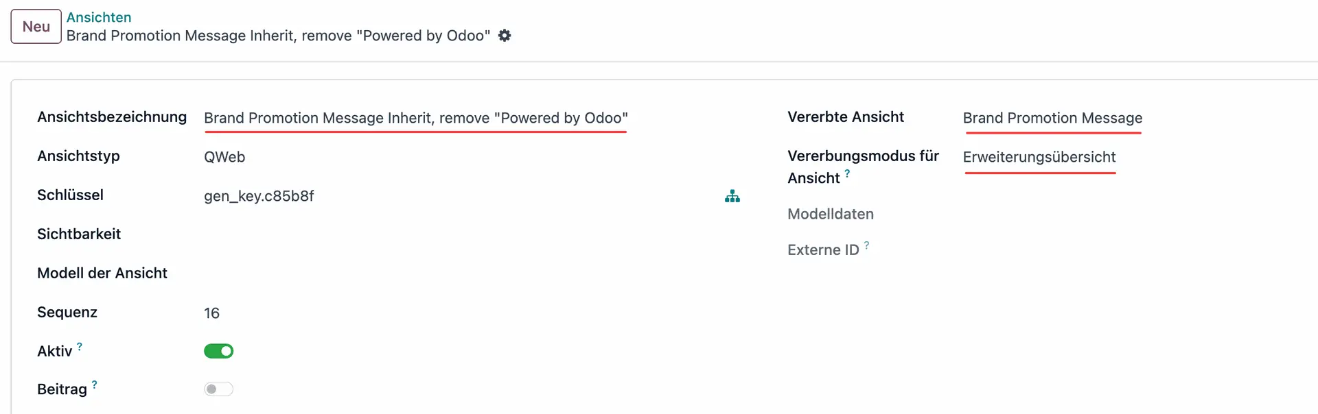 Neue Ansicht erstellen