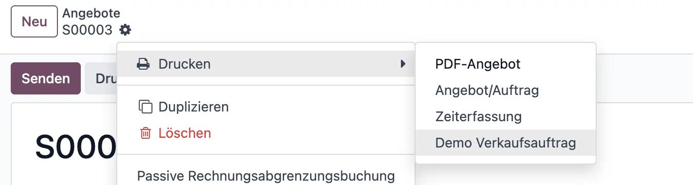 Report Aktion ausführen