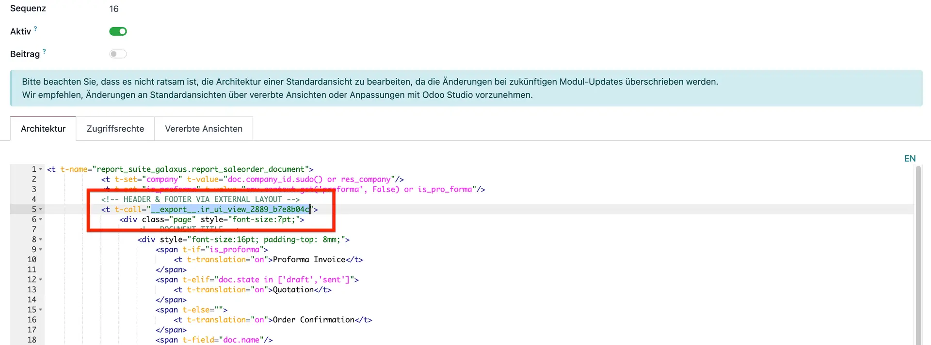 Screenshot Externe ID Einfügen