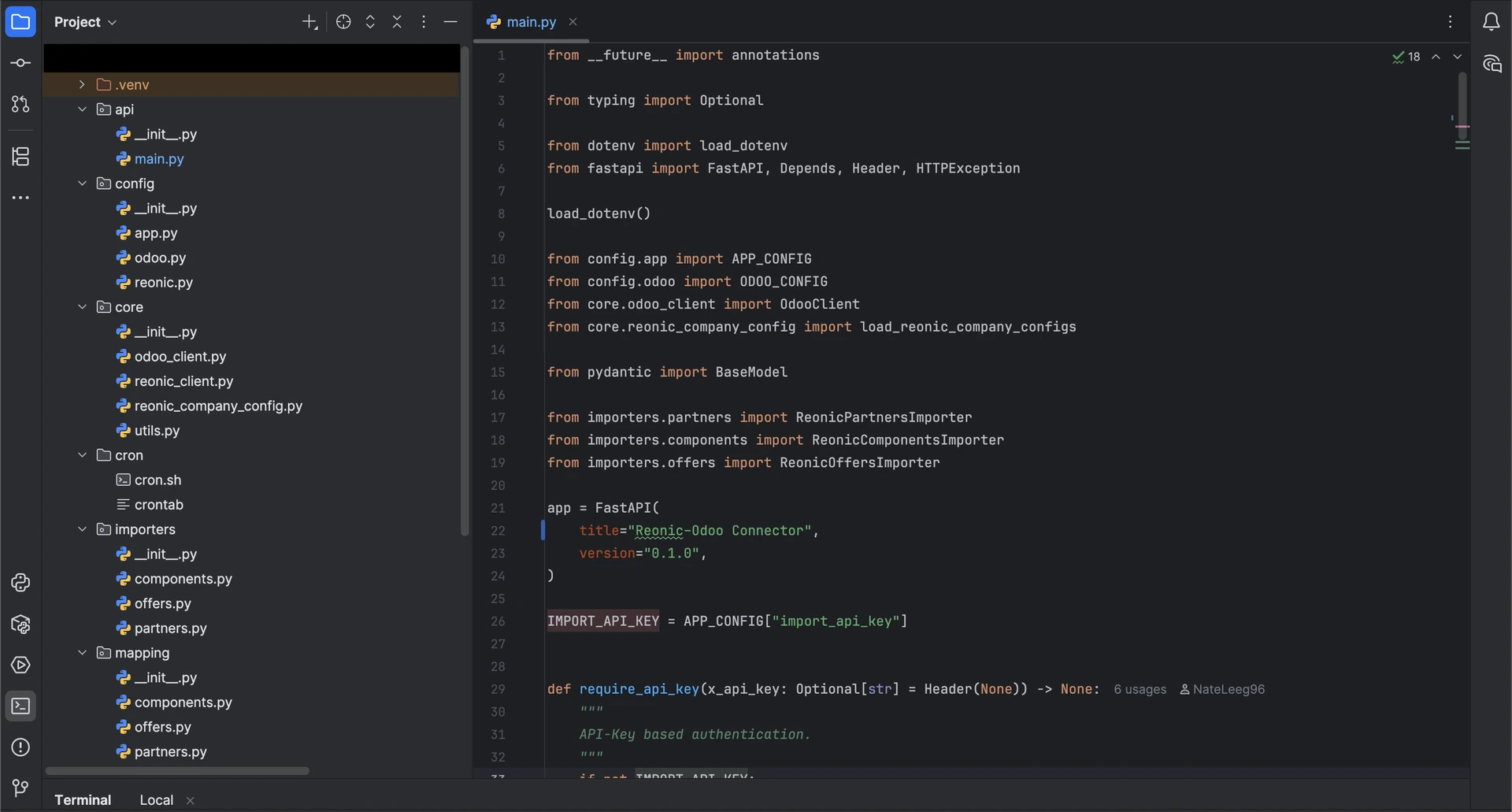 Reonic Code Pycharm