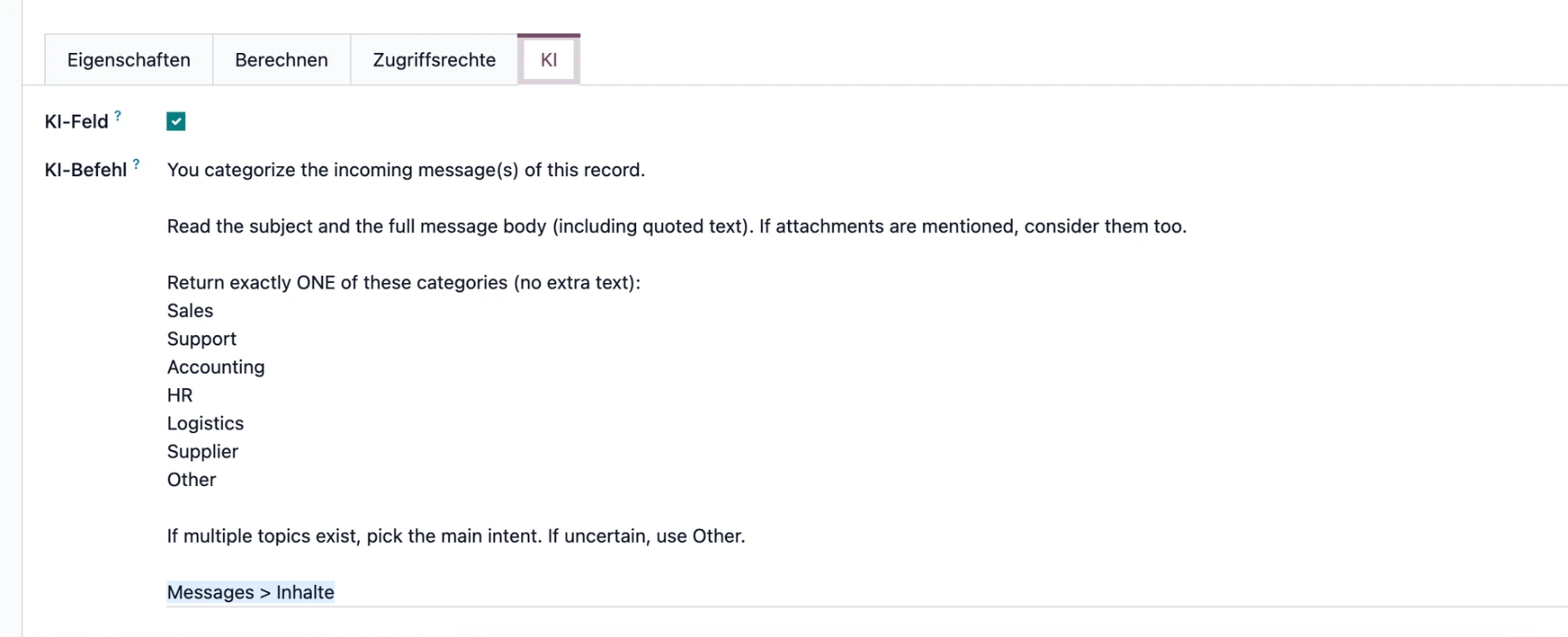 Odoo AI Field Screenshot