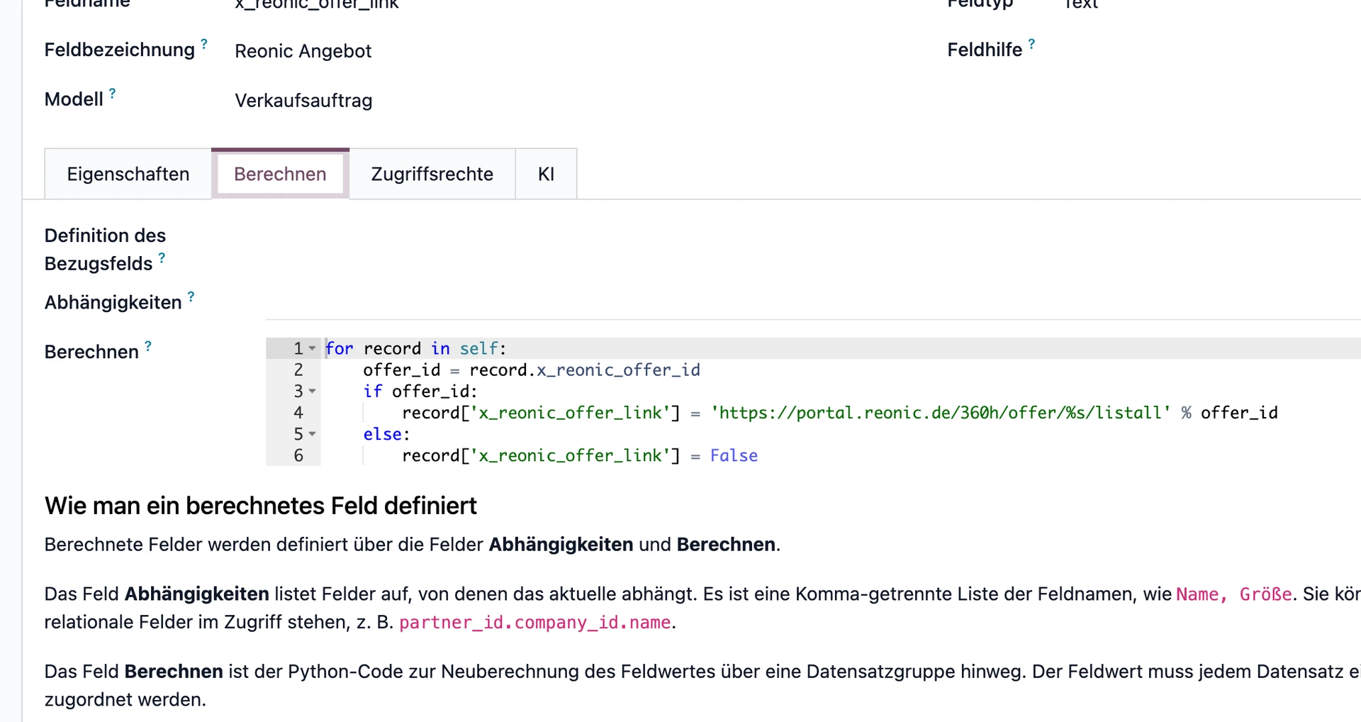Odoo Computed Field Screenshot