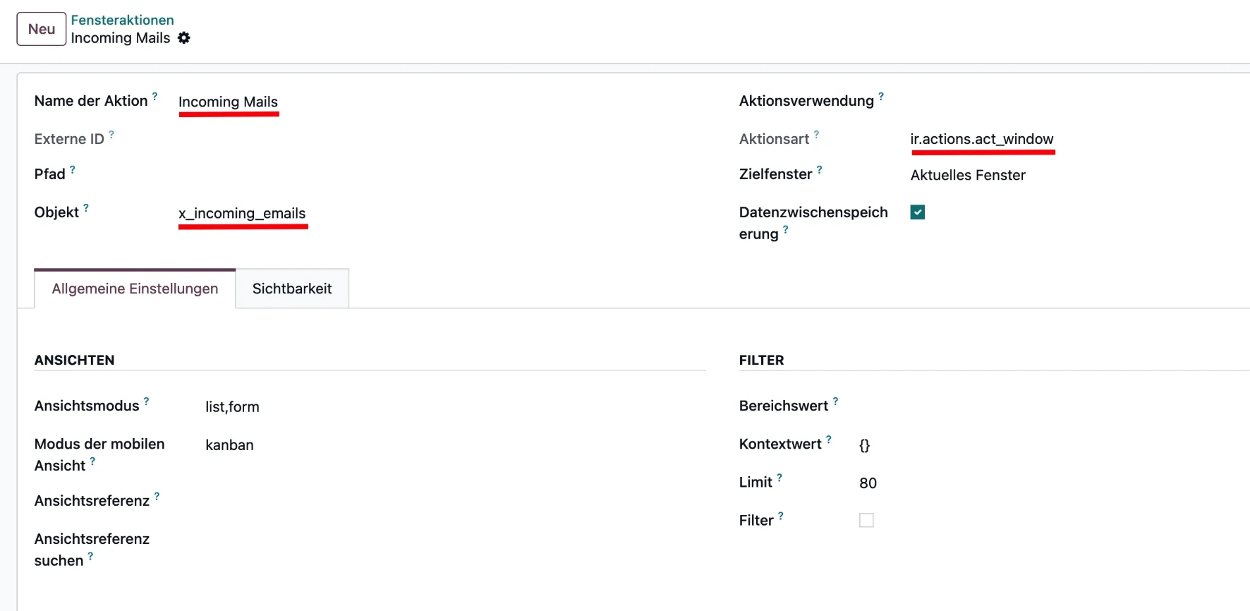 Odoo Windowaction Screenshot