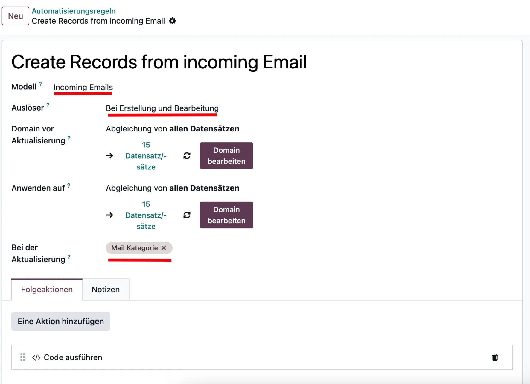 Odoo Automation Rule Screenshot 2