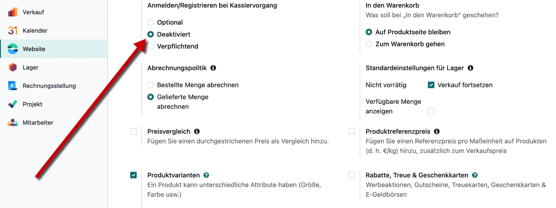 Guest Checkout aktivieren