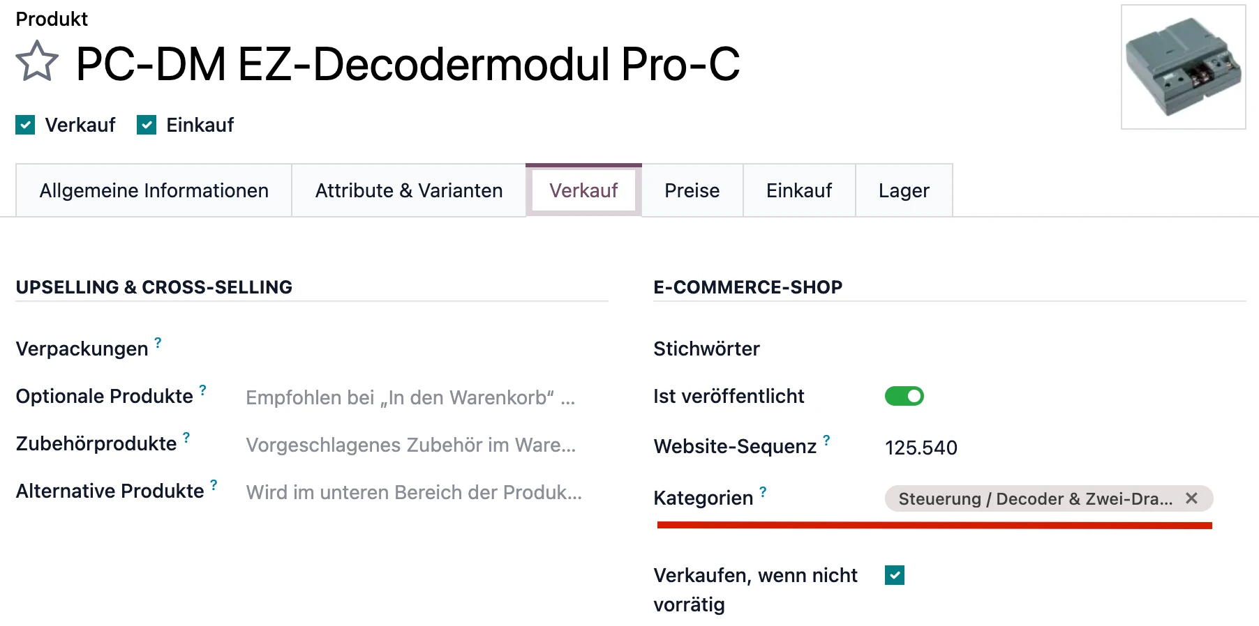 Odoo E-Commerce Categories