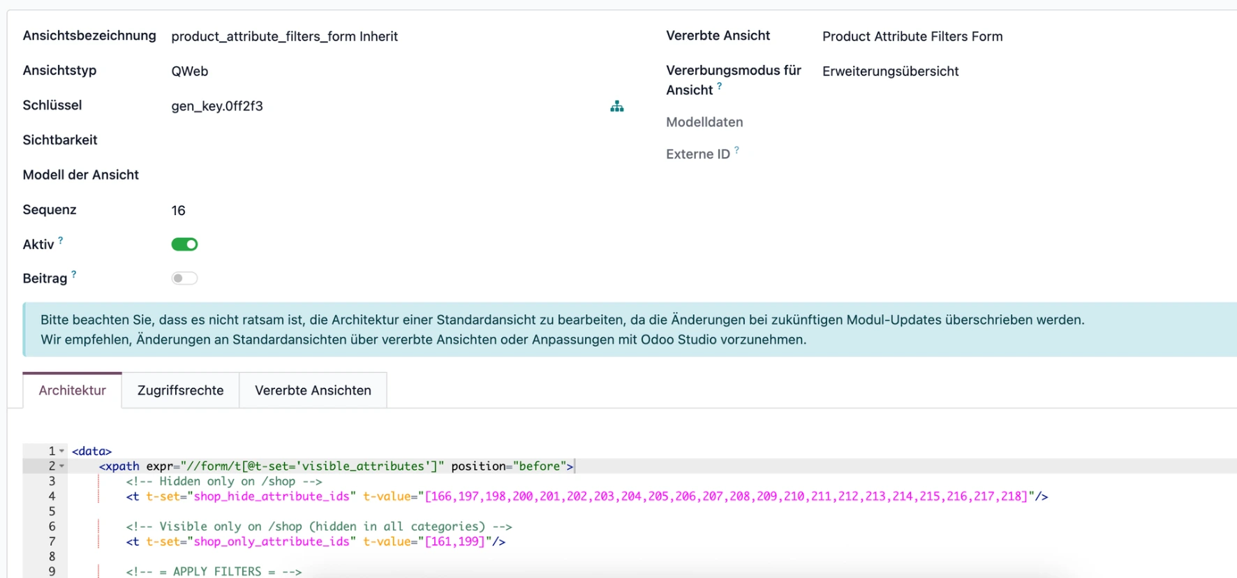 Odoo View Inherit Category Filter