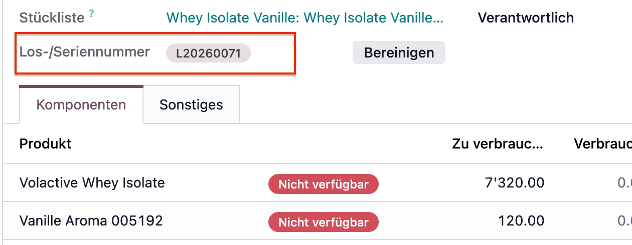 Odoo Screenshot Fertigung