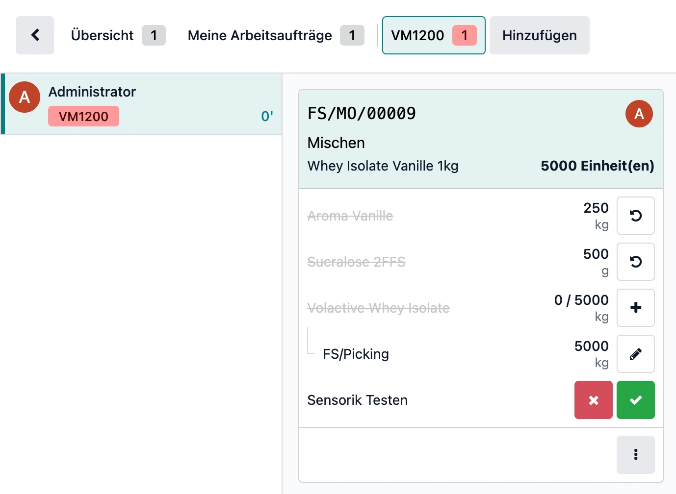 Odoo Workorder Screenshot
