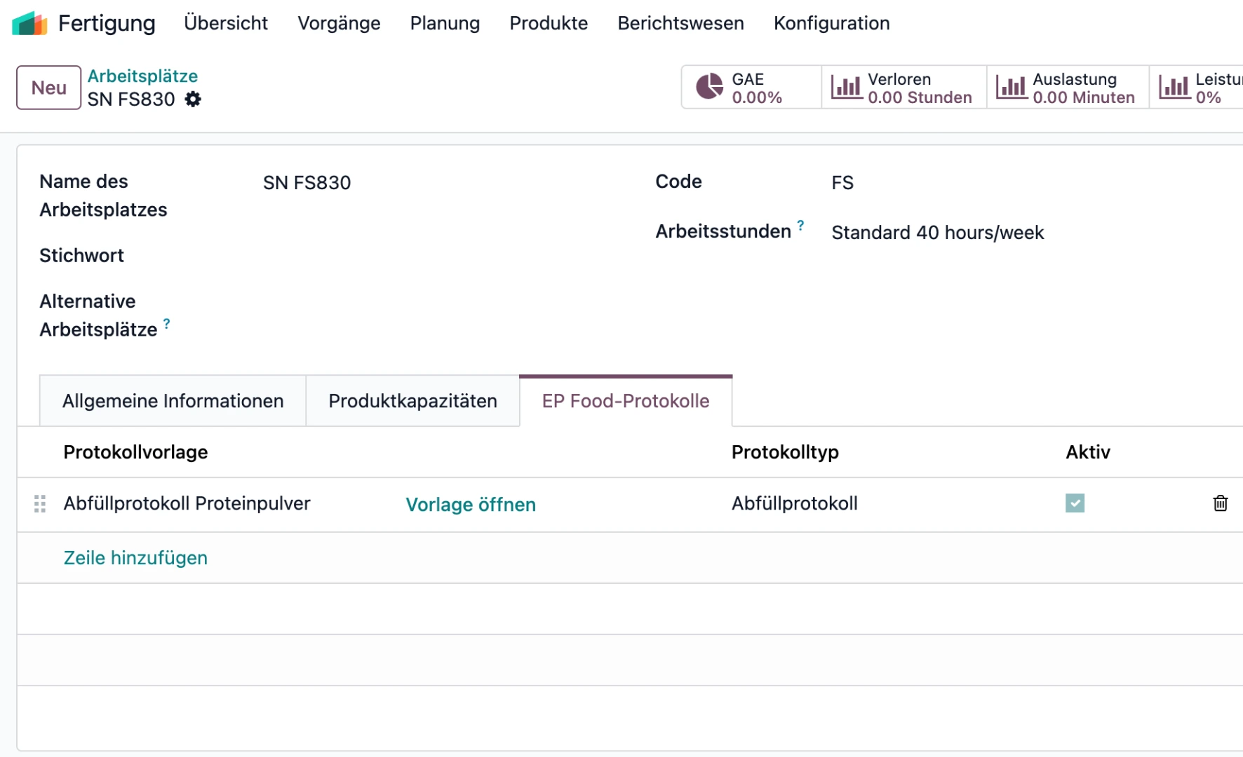 Screenshot Arbeitsplatz mit Protokoll