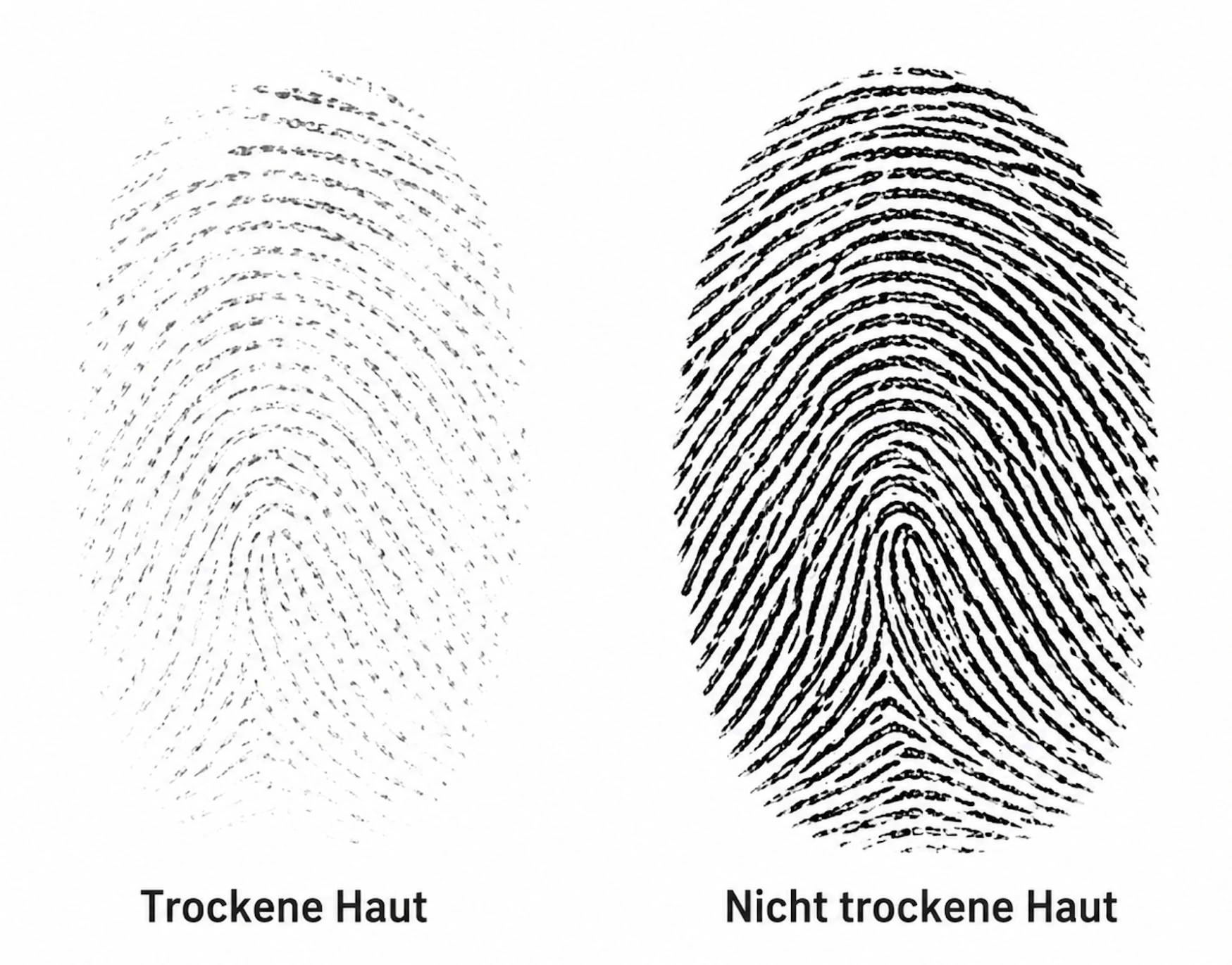Fingerabdruck gut vs. schlecht