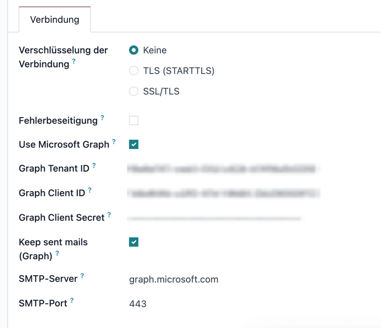 Screenshot Ausgehender Mailserver