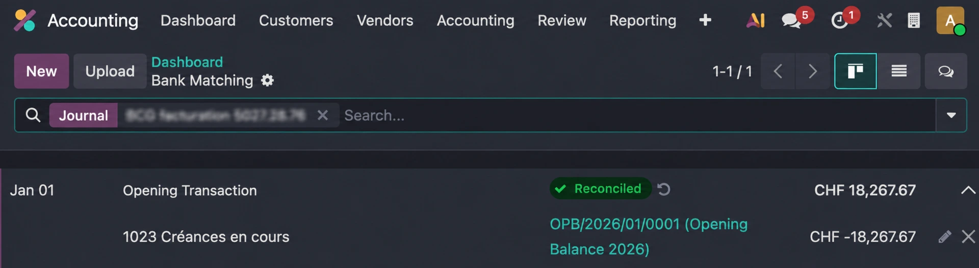 Odoo Eröffnungsbuchung
