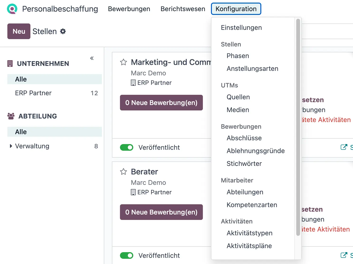 Odoo Personalbeschaffung App